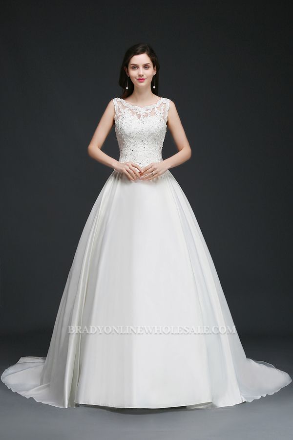 ANAHI | A-line Sweep Train Elegant Wedding Dress With Beading
