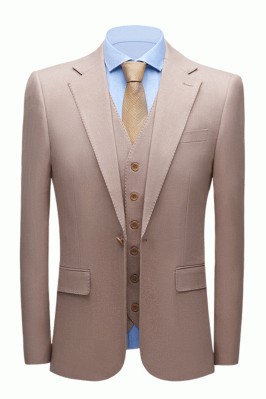 Stylish Notched Lapel Slim Fit Nude Pink Formal Suits for Men