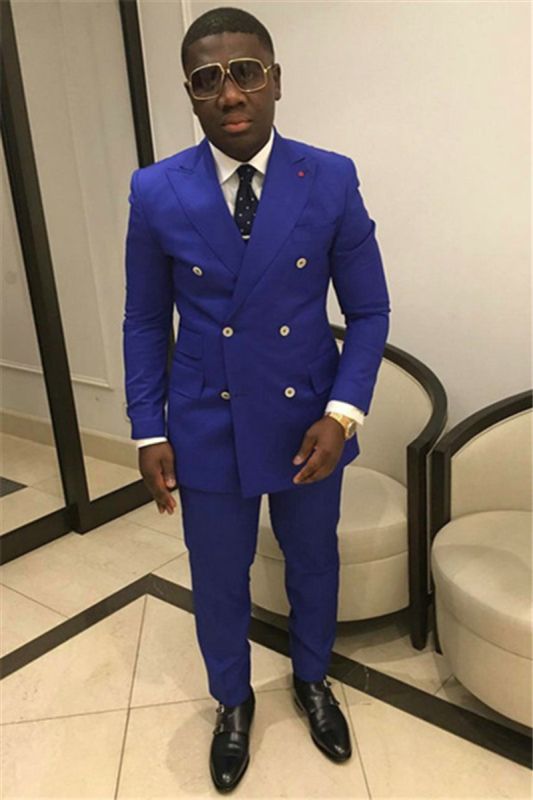 Mens Royal Blue Double Breasted Prom Dress | Slim Fit Mens Suits for Sale