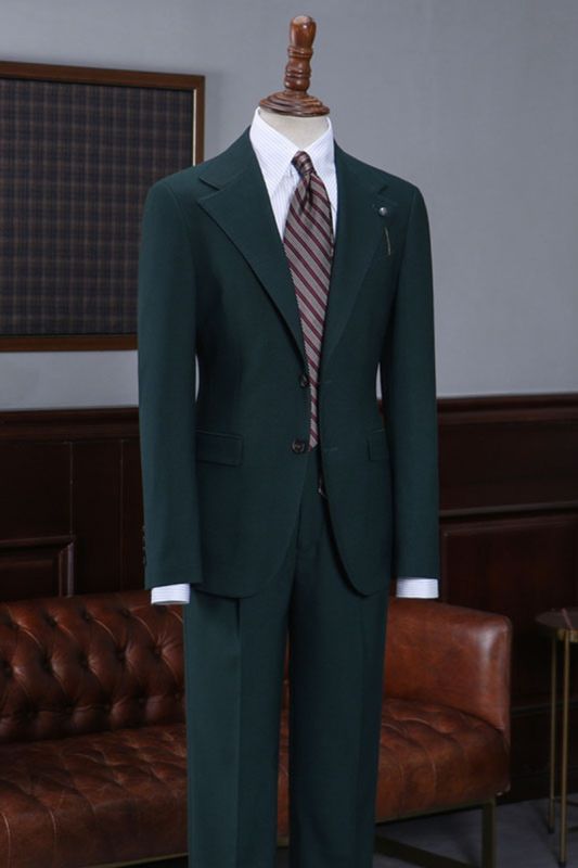 Page Sleek Dark Green Notched Lapel Slim Fit Suit