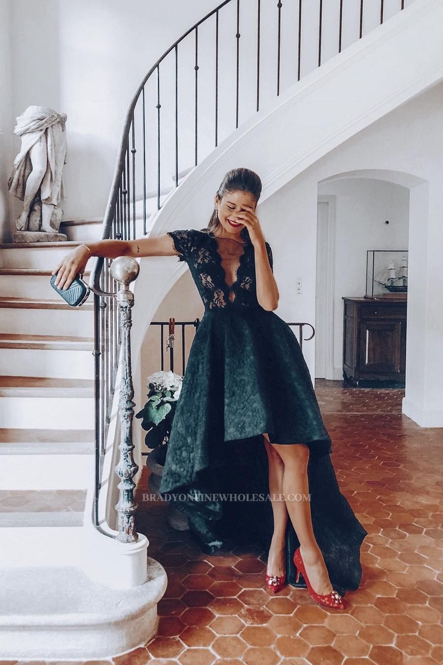 Elegant Wedding Dresses A Line Lace Black Wedding Dresses Short