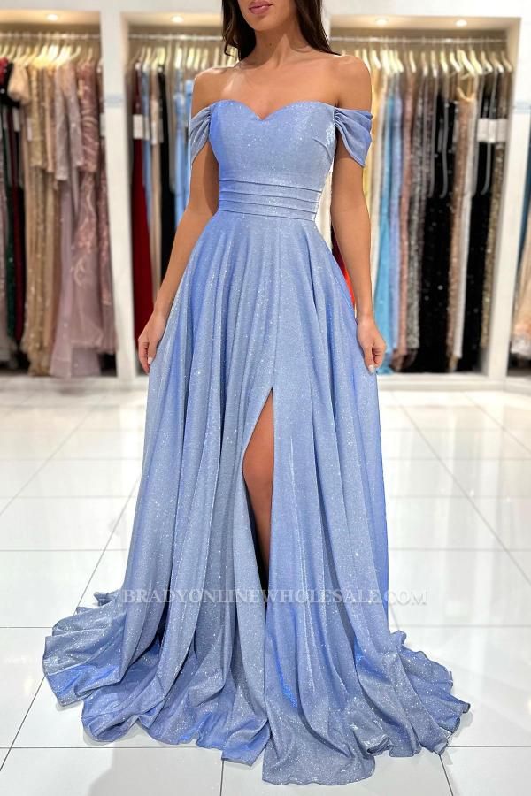 Blue Long Glitter Evening Dresses | Prom dresses cheap