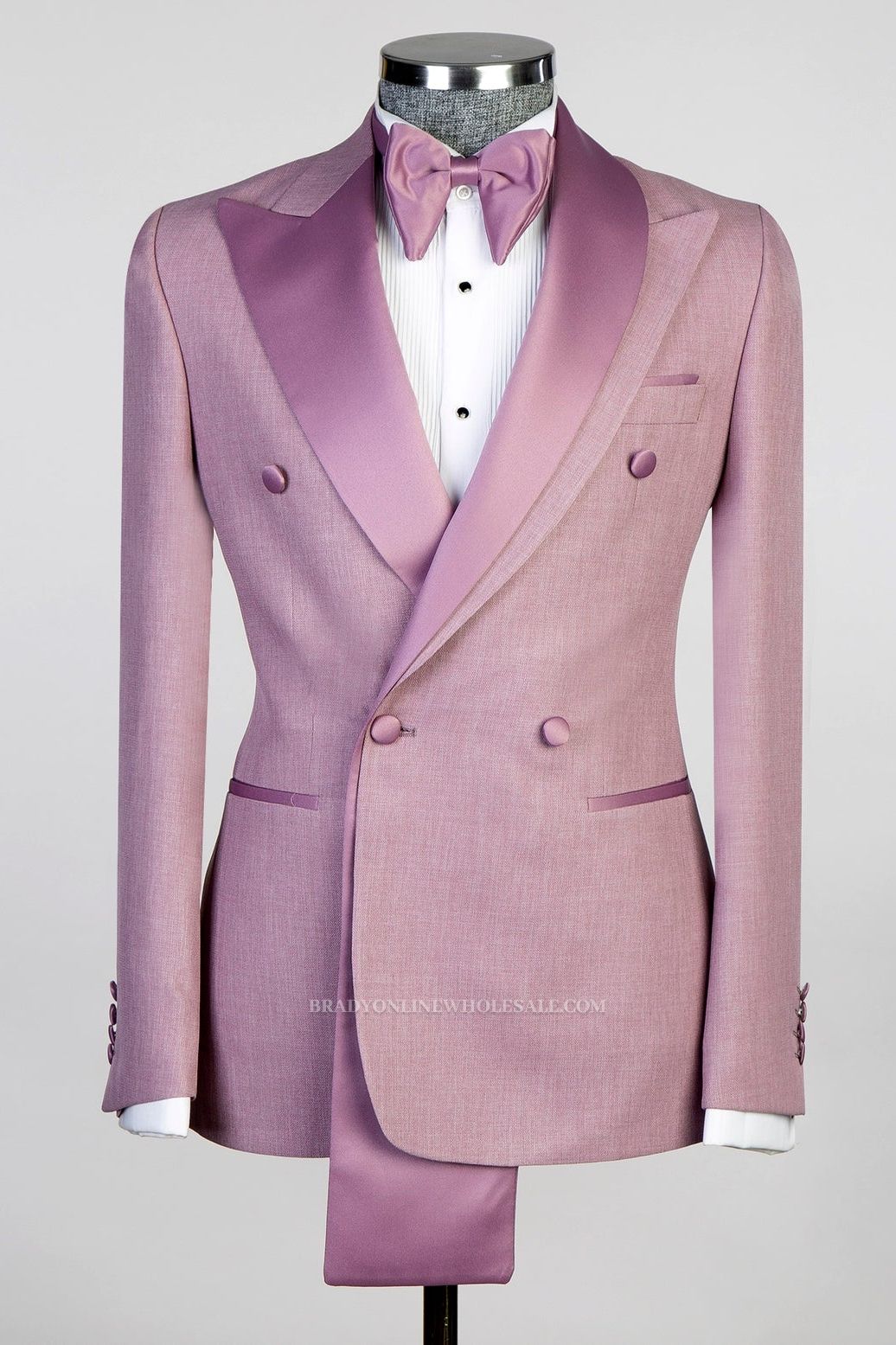 Pih Two Layer Lapel Double Breasted Dust Pink Men’s Prom Suit