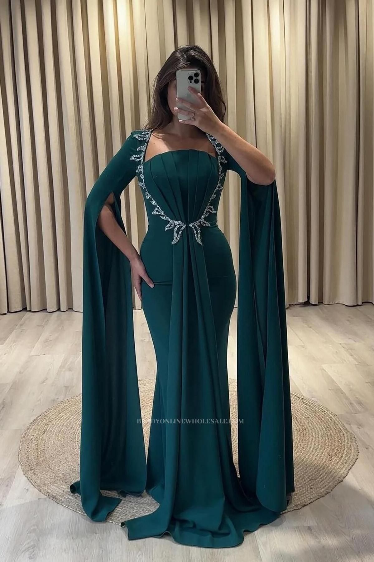 Designer Evening Dresses Long Chiffon Green Prom Dresses Online
