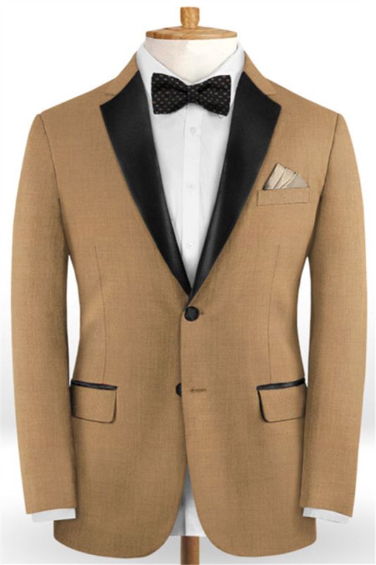 Mens Gold Brown Notch Lapel Tuxedo |  Slim Fit Mens Two Piece Suit