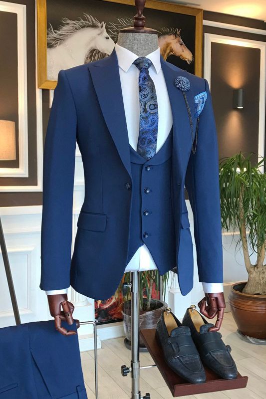 Barnett Formal Blue 3 Piece Slim Fit Mens Business Suit
