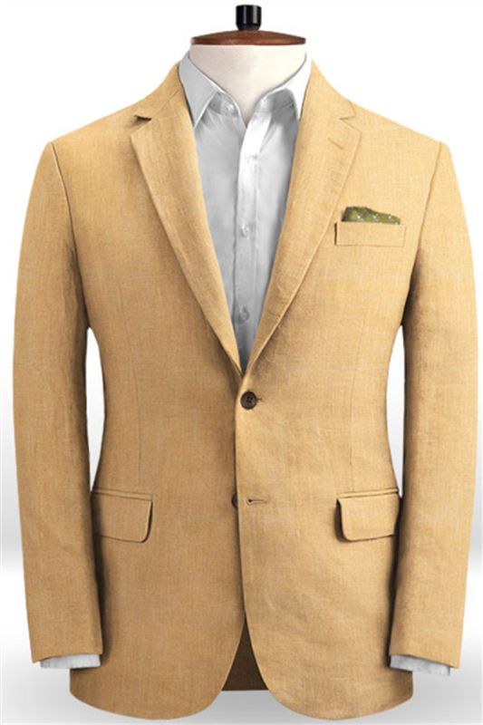 Fashion Linen Mens Wedding Suit | Prom 2 Piece Groom Tuxedo Men Fashion