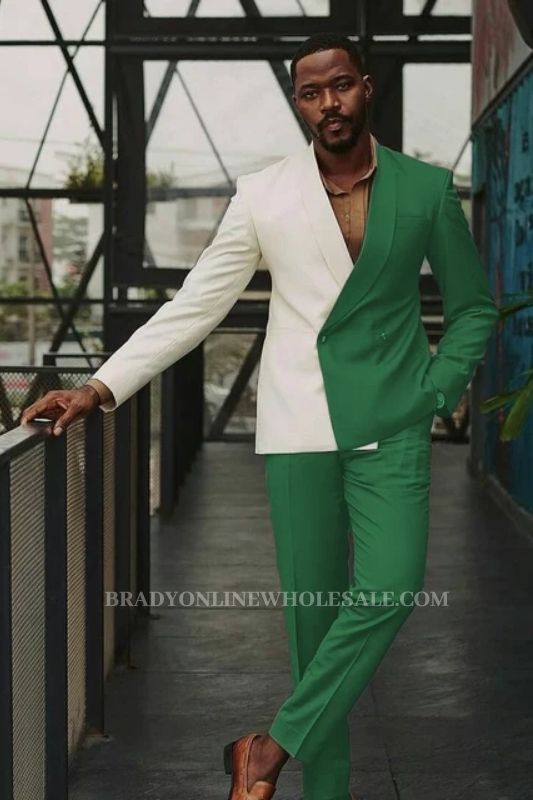 John Fashion  Bespoke Green Shawl Lapel Double Breasted Prom Suits
