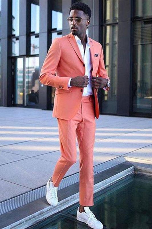 Jeffrey Coral Stylish Notch Lapel Slim Fit Mens Suit