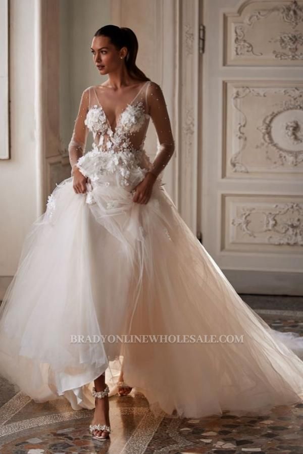 Sexy Wedding Dresses V Neck | Wedding Dresses A Line Lace