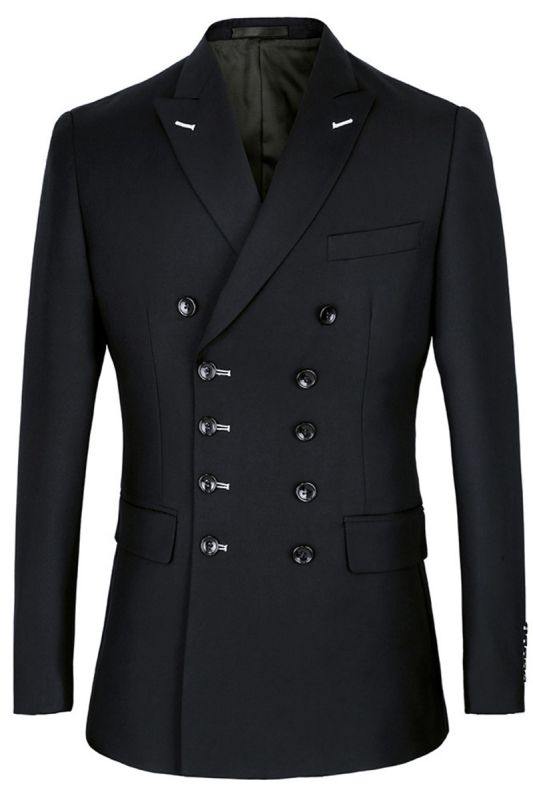 Morgan Handsome Black Slim Fit Double Breasted Business Mens Suit