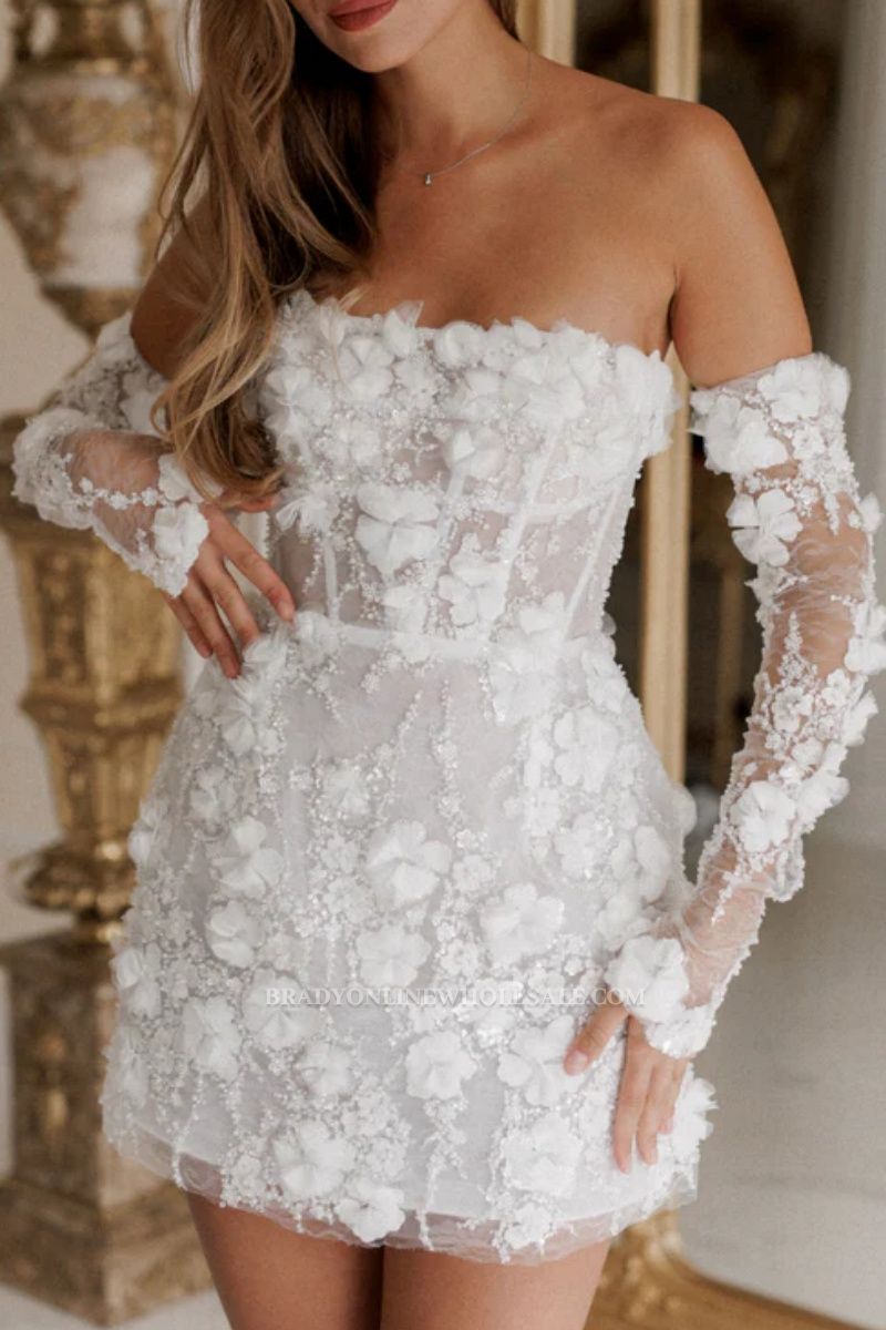 Mini Wedding Dresses Lace Short Wedding Dresses Glitter