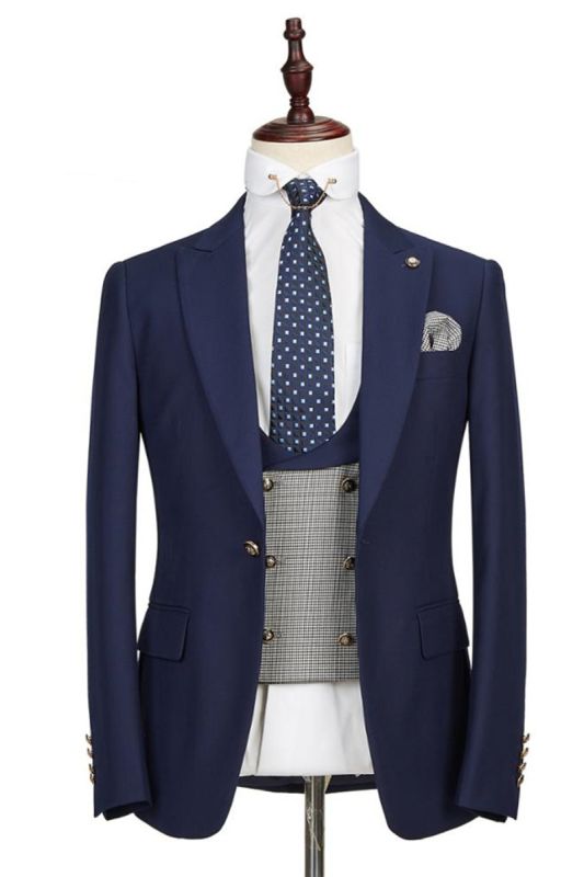 Maddox Navy Blue Peaked Lapel Formal Business Men Suits Online