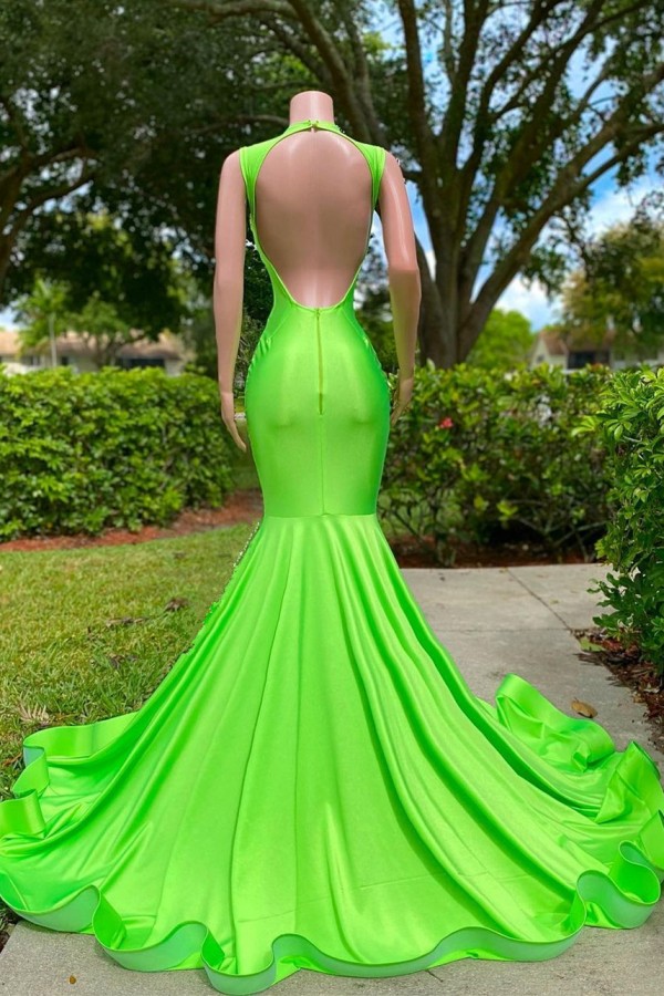 Orange V-Neckline Glitter Long Prom Dress