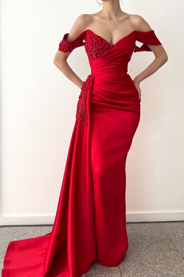 Elegant Long Red Evening Dress | Affordable Homecoming Dress