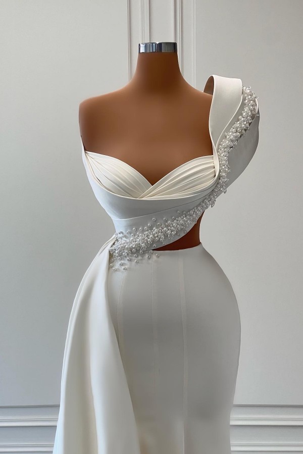Elegant Evening Dresses with Glitter | Long White Prom Dresses
