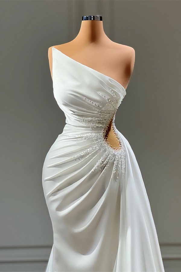 Beautiful Long White Evening Dresses | Glitter Prom Dresses