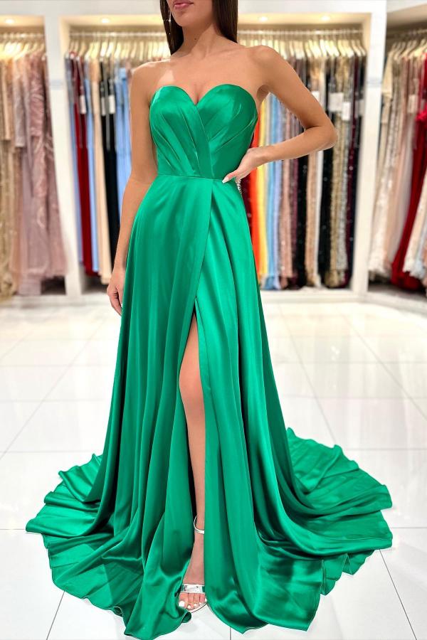 Plain Green Evening Dress | Long Cheap Prom Dresses