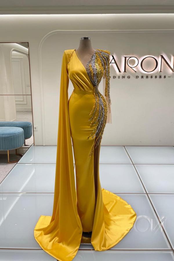 Cheap Long Gold Evening Dress | Glitter Prom Dress