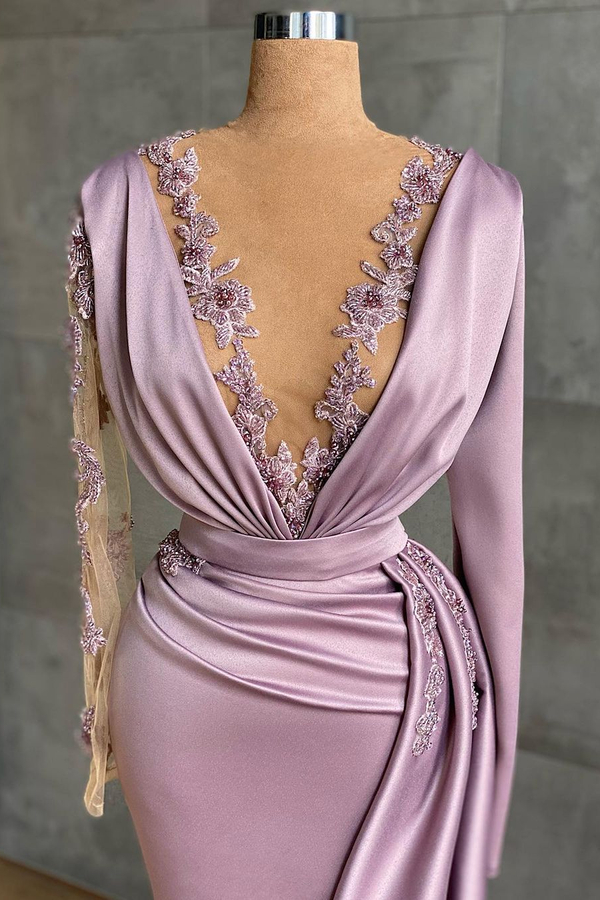 Stunning Deep V-Neck Mermaid Evening Gown with Sweep Cape