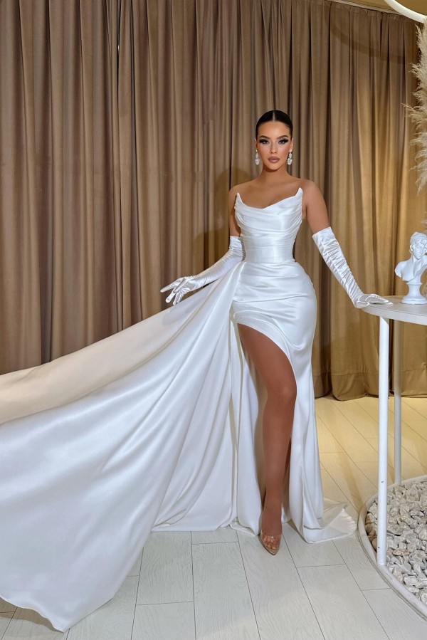 Plain Long White Evening Dress | Affordable Prom Dress