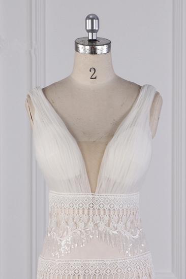 Bradyonlinewholesale Gorgeous V-Neck Tulle Beadings Wedding Dress Sheath Seuqined Bridal Gowns with Tassels On Sale_4