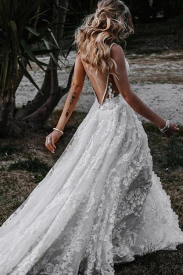 Beautiful Boho Wedding Dresses Lace Beach Wedding Dress A Line_5