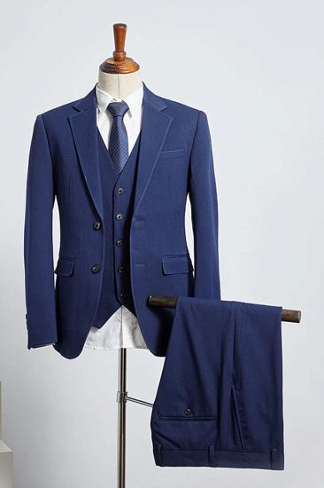 Byron Modern Blue 3 Piece Notched Lapel Slim Fit Tailored Business Suit_1