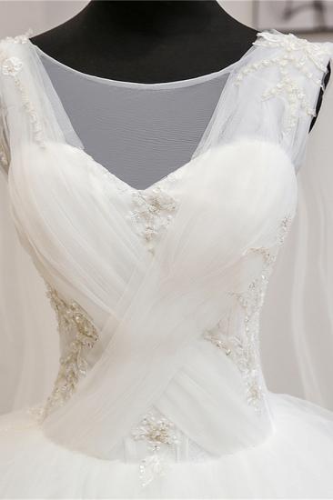 Bradyonlinewholesale Gorgeous Jewel Sleeveless White Wedding Dress Tulle Appliques Bridal Gowns Online_6