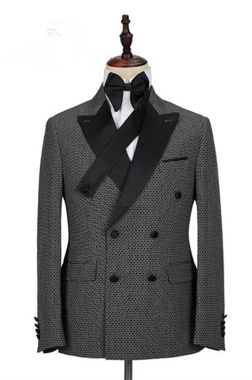 Grant Black Check Lapel Double Breasted Mens Suit