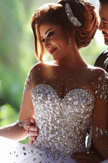 Luxury Crystals Beading Long Sleeves Ball-Gown Wedding Dresses_4