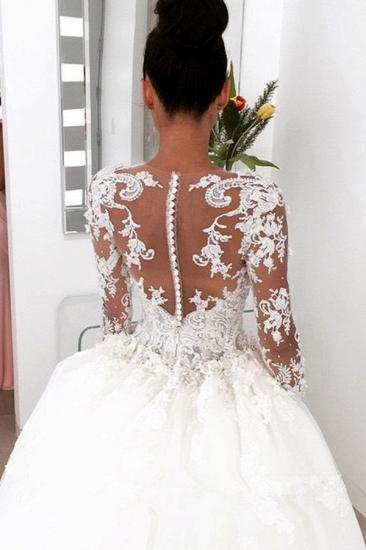 New Arrival Long Sleeves Sheath Wedding Dresses | Lace Appliques Bridal Gowns with Detachable Train_3