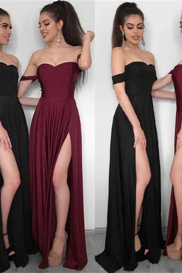 Off The Shoulder Sexy Split Formal Dresses | Cheap Long Strapless Evening Dresses_3