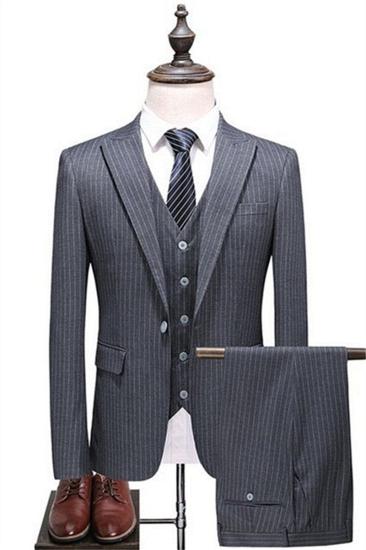 Gary Mens Suit Vertical Stripe Smart Casual Suit |  Business Wedding Slim Fit Suit 3 Piece