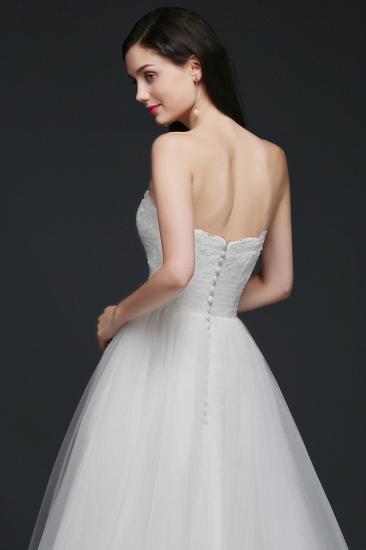 AZARIAH | A-line Strapless Tulle White Wedding Dress With Lace_6