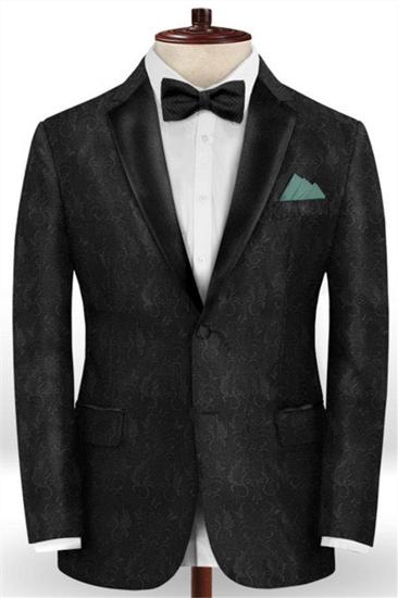 Black Jacquard Prom Costume Mens Suit | Two Piece Slim Fit Tuxedo
