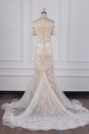 Bradyonlinewholesale Glamorous Mermaid Tulle Lace Wedding Dress Appliques Beadings Short Sleeves Bridal Gowns On Sale_2