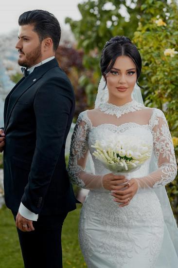 Vintage Wedding Dresses Mermaid Style With Sleeves Lace Wedding Dresses_2