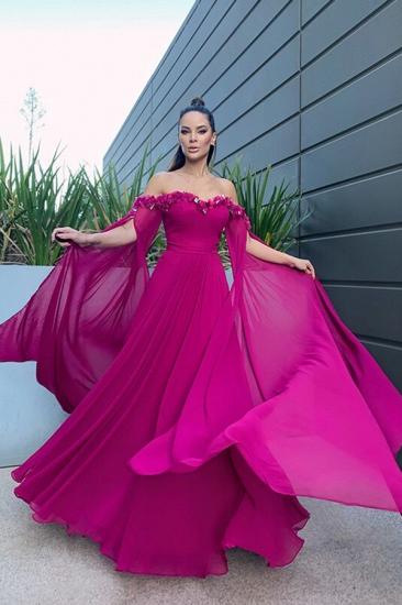 Purple off the shoulder chiffon prom dress with shawl_1