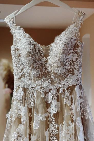 vintage lace wedding dresses | A line wedding dresses cheap_3