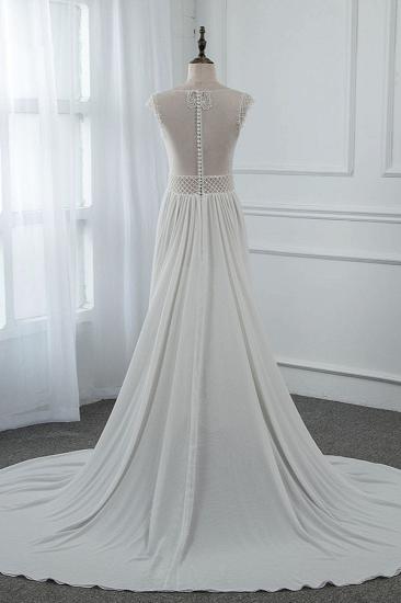 Bradyonlinewholesale Sexy Jewel Sleeveless Chiffon Wedding Dresses See Through Top Bridal Gowns On Sale_2