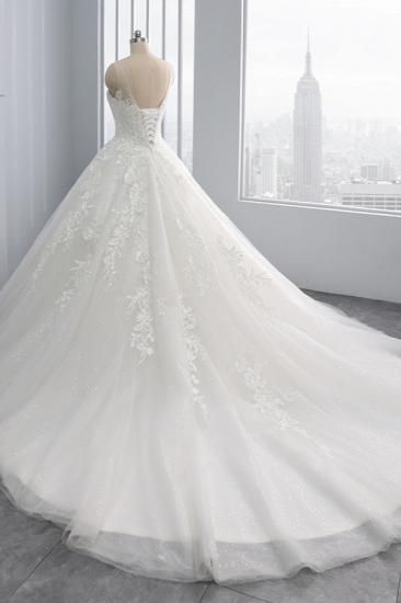 Bradyonlinewholesale Affordable Ball Gown Jewel Tulle Lace Wedding Dress Ruffles Sleeveless Appliques Bridal Gowns Online_4