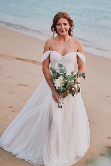 Off-the-Shoulder Strapless Appliques Lace A-Line Wedding Dresses