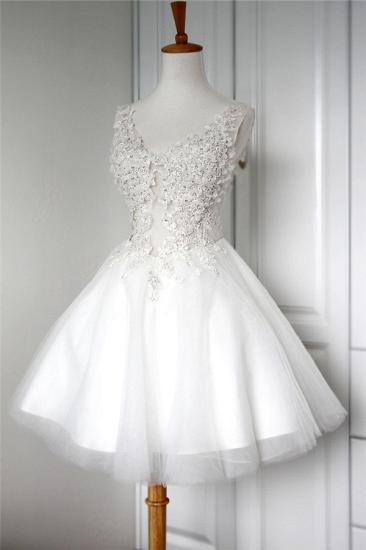 V-Neck Applique Beading Homecoming Dresses Tulle Tiered Mini Cocktail Dresses_3