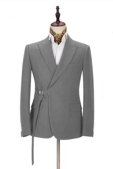 Elegant Dark Gray Mens Formal Suit | Buckle Button Suit for Groomsmen