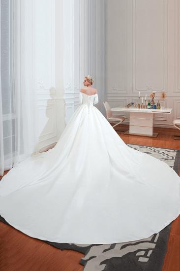 2/3 Long Sleeve Ball Gown White Wedding Dress with Soft Pleats | Simple Luxury Bridal gwons for Winter Wedding_8