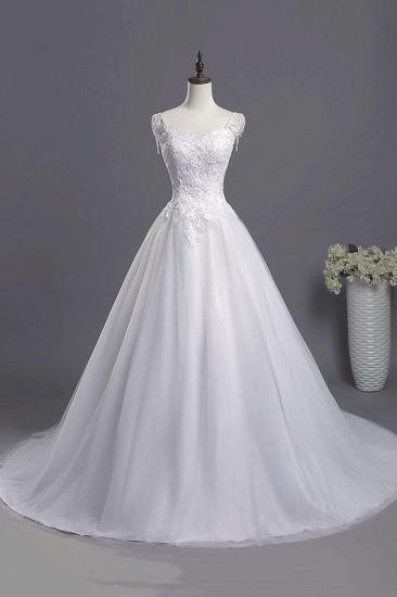 Sweetheart Beading Appliques A-line Wedding Dresses | Chic Tulle Pleated Bridal Gowns