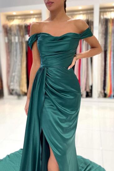 Simple and Inexpensive Dark Green Long Card Shoulder Ball Gown_4