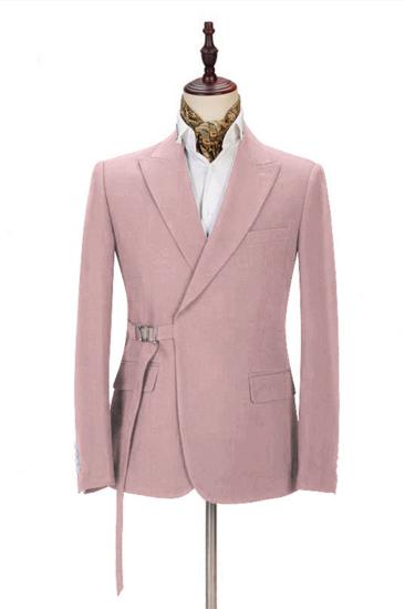 Chic Pink Mens Casual Suit for Prom | Buckle Button Formal Groomsmen Suit for Wedding