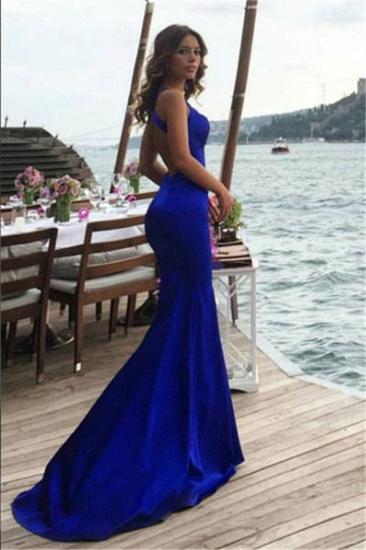 New Arrival Royal Blue Mermaid Sleeveless Prom Dresses Backless Evening Gowns_2